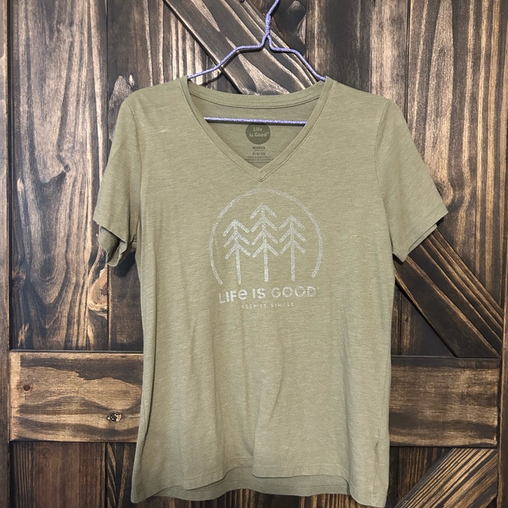 Life Is Good Khaki V-Neck Tee